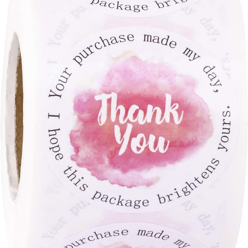 Pink Thank You Sticker Roll - Picture 2 of 3